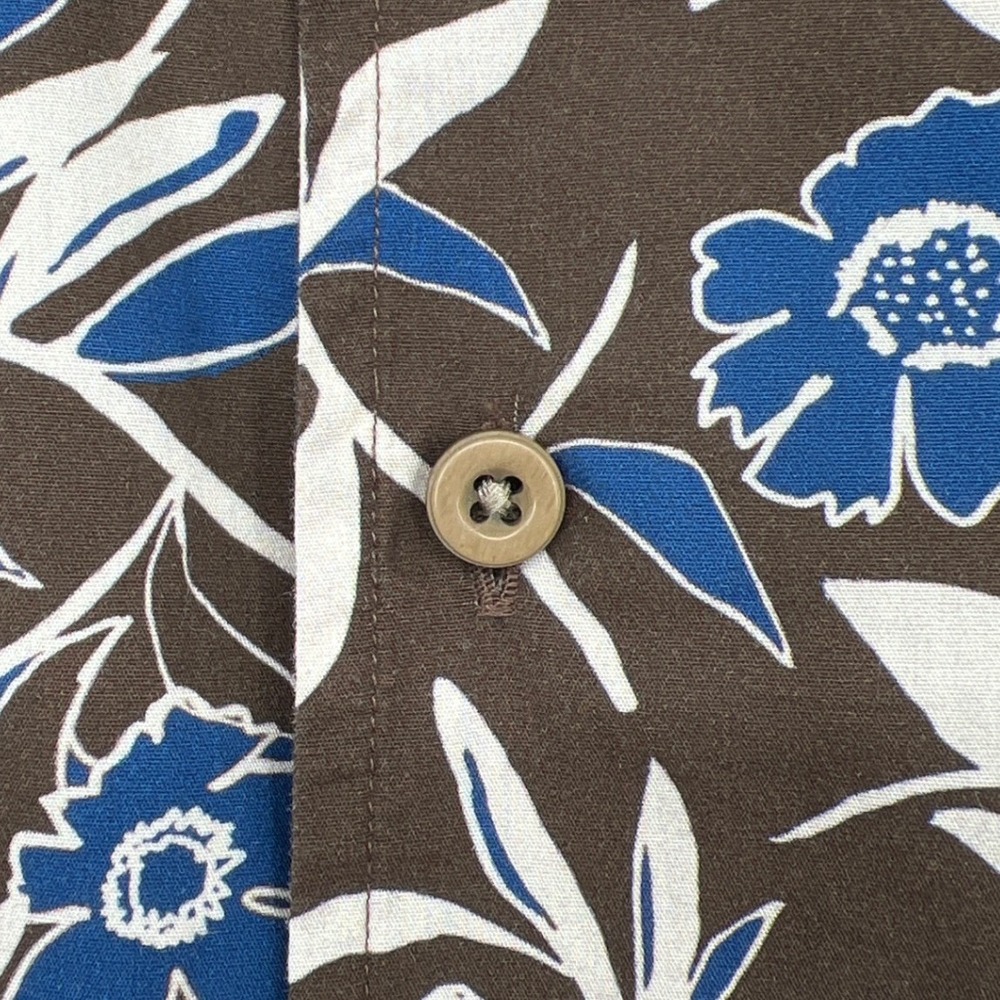 UNTUCKit Aramon Hawaiian Style Button Up Shirt Medium Brown Blue Tropical Summer - Picture 3 of 10